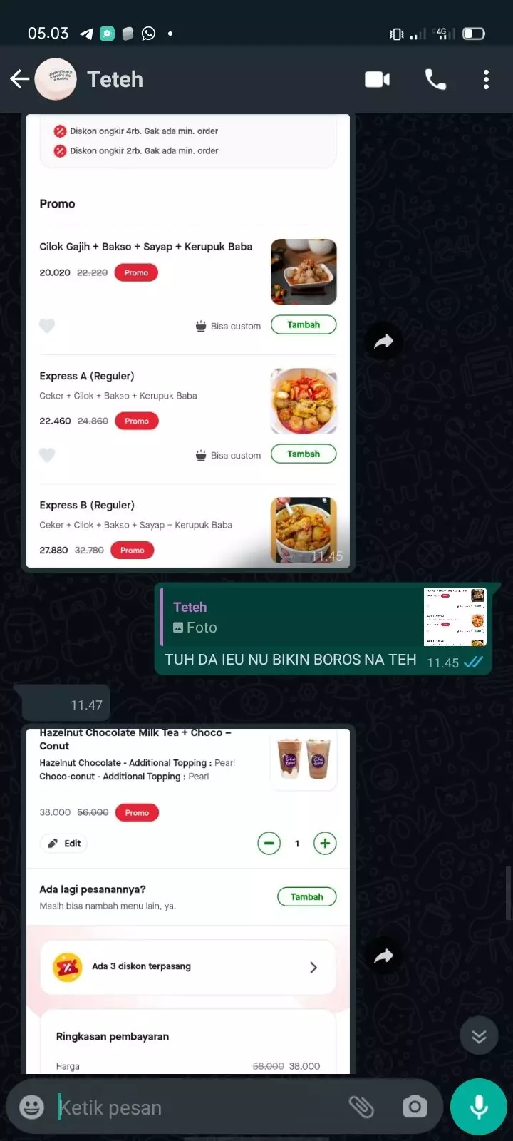 Chat kakak adik soal makanan © berbagai sumber