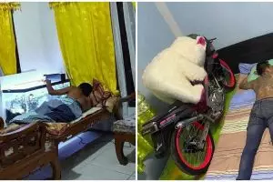 9 Potret orang tidur bareng benda kesayangan, bikin ngakak