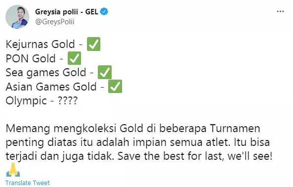 cuitan greysia polii setahun lalu © 2021 brilio.net