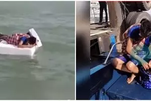 Nekat sebrangi laut pakai styrofoam, pria ini diamankan petugas