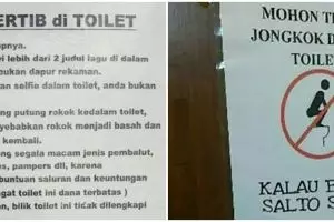 21 Tata tertib lucu di toilet ini malah bikin tepuk jidat