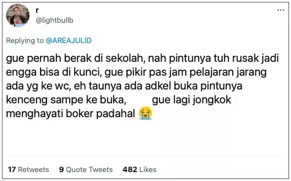 Curhatan siswa kebelet 2 © Twitter