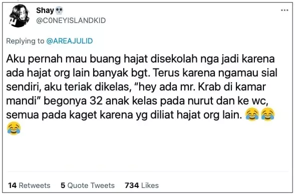 Curhatan siswa kebelet 4 © Twitter