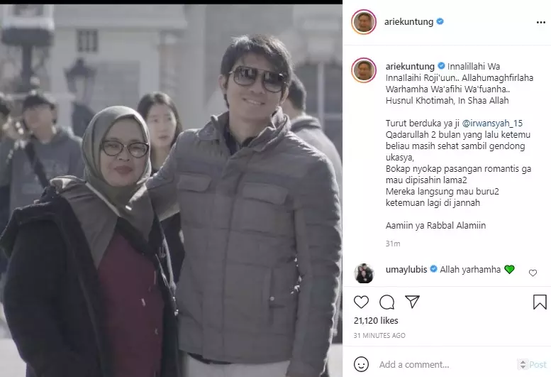 Ibunda Irwansyah meninggal dunia  dari berbagai sumber