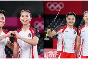 Momen Greysia Polii dan Apriyani tiba di Indonesia, disambut meriah