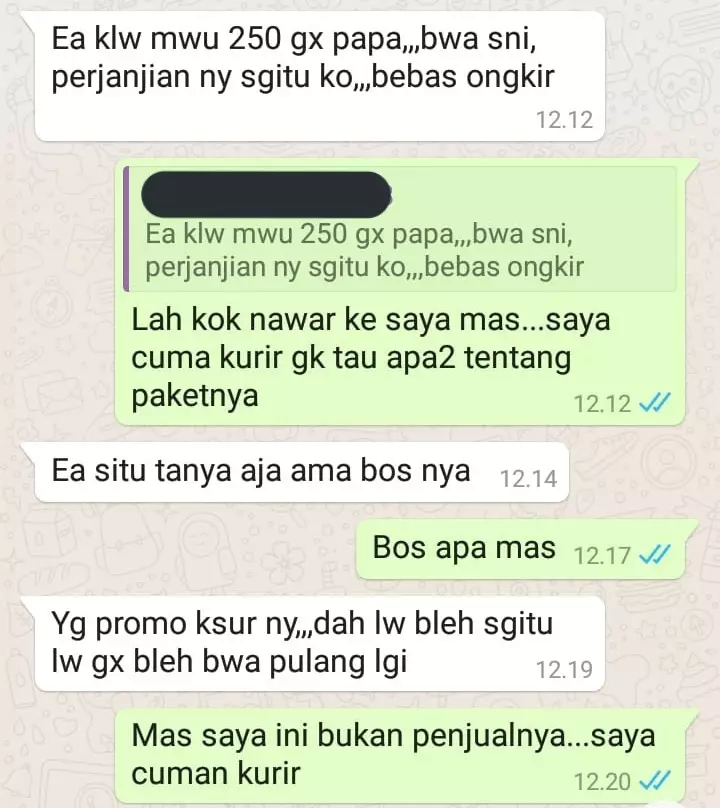 penerima paket salah paham © Twitter