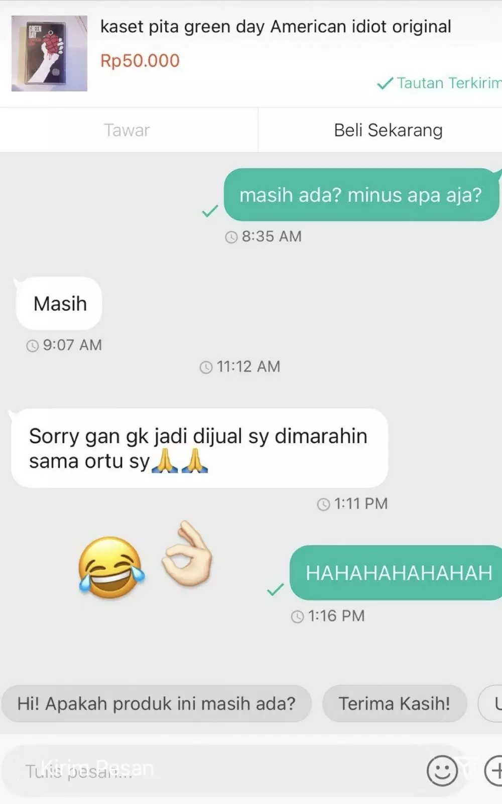 Chat lucu bertanya ke seller © Twitter Chat lucu bertanya ke seller © Twitter