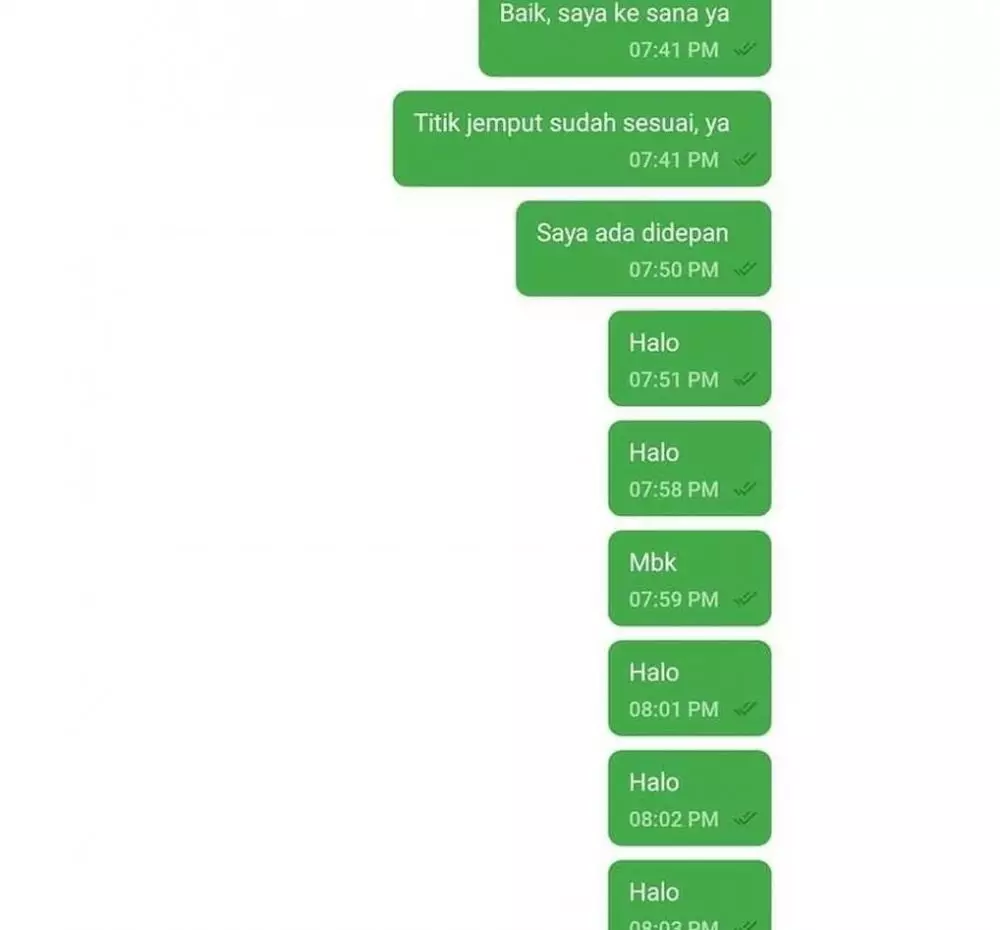 Chat pemberitahuan driver ojol © Twitter