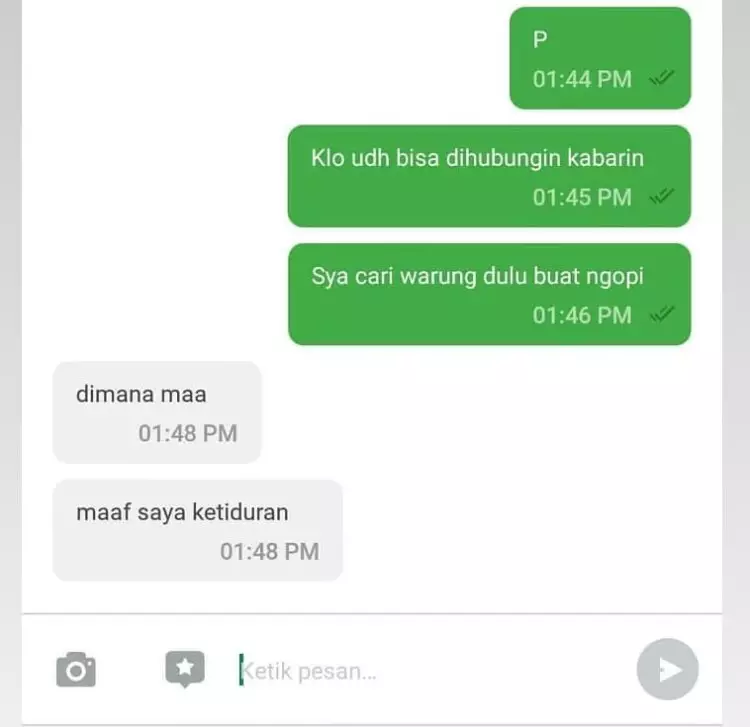 Chat pemberitahuan driver ojol © Twitter