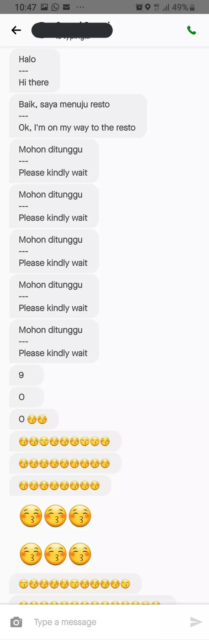 Chat pemberitahuan driver ojol © Twitter