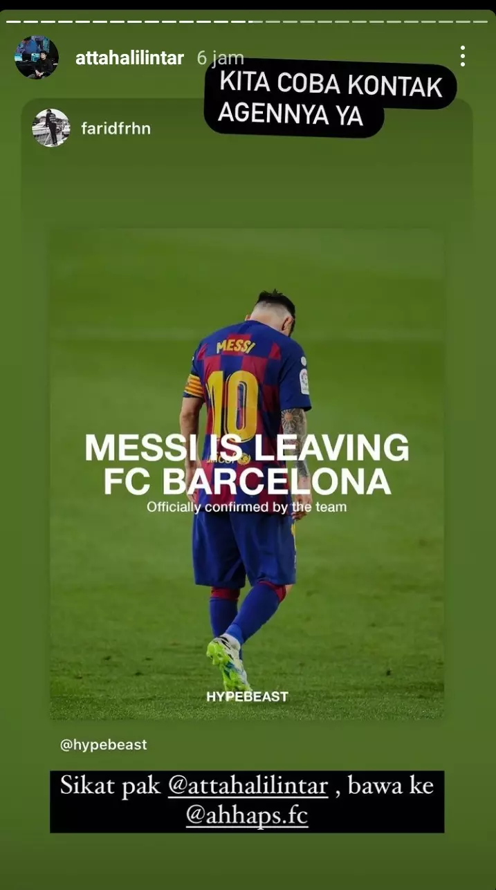 Editan Lionel Messi gabung klub bola Atta Halilintar © 2021 brilio.net