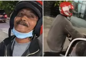 Habis bensin bapak ini rela dorong motor, alasannya bikin sedih