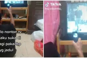 Pria ini rekam siaran TV pakai HP jadul, alasannya bikin terenyuh