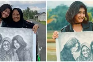 Aksi Amel lelang lukisan untuk ibunda Nike Ardilla, banjir pujian