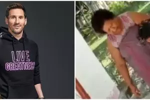 Tangisi kepergian Messi dari Barca, pemuda ini sampai ditenangkan ibu