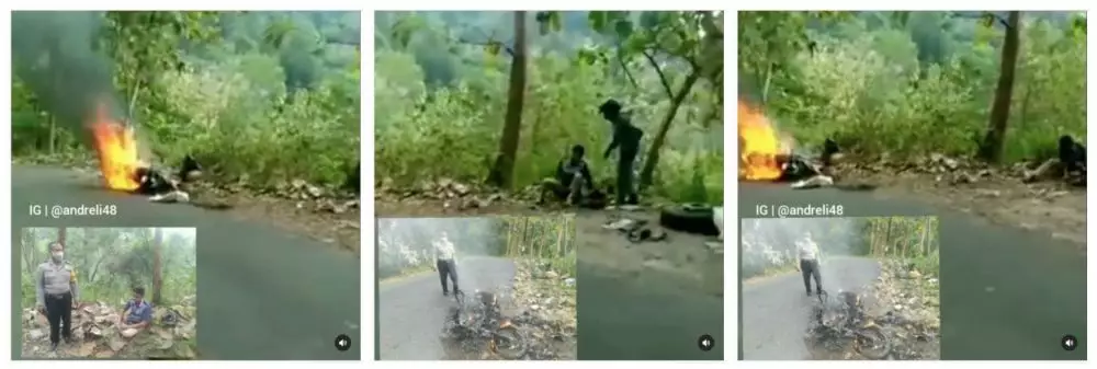 motor dan paket kurir terbakar © Instagram