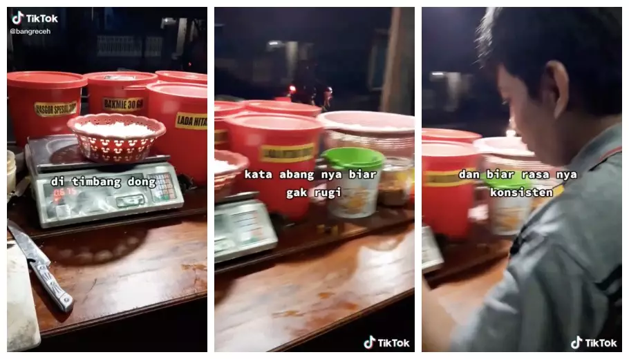 Penjual nasgor timbang nasi © TikTok