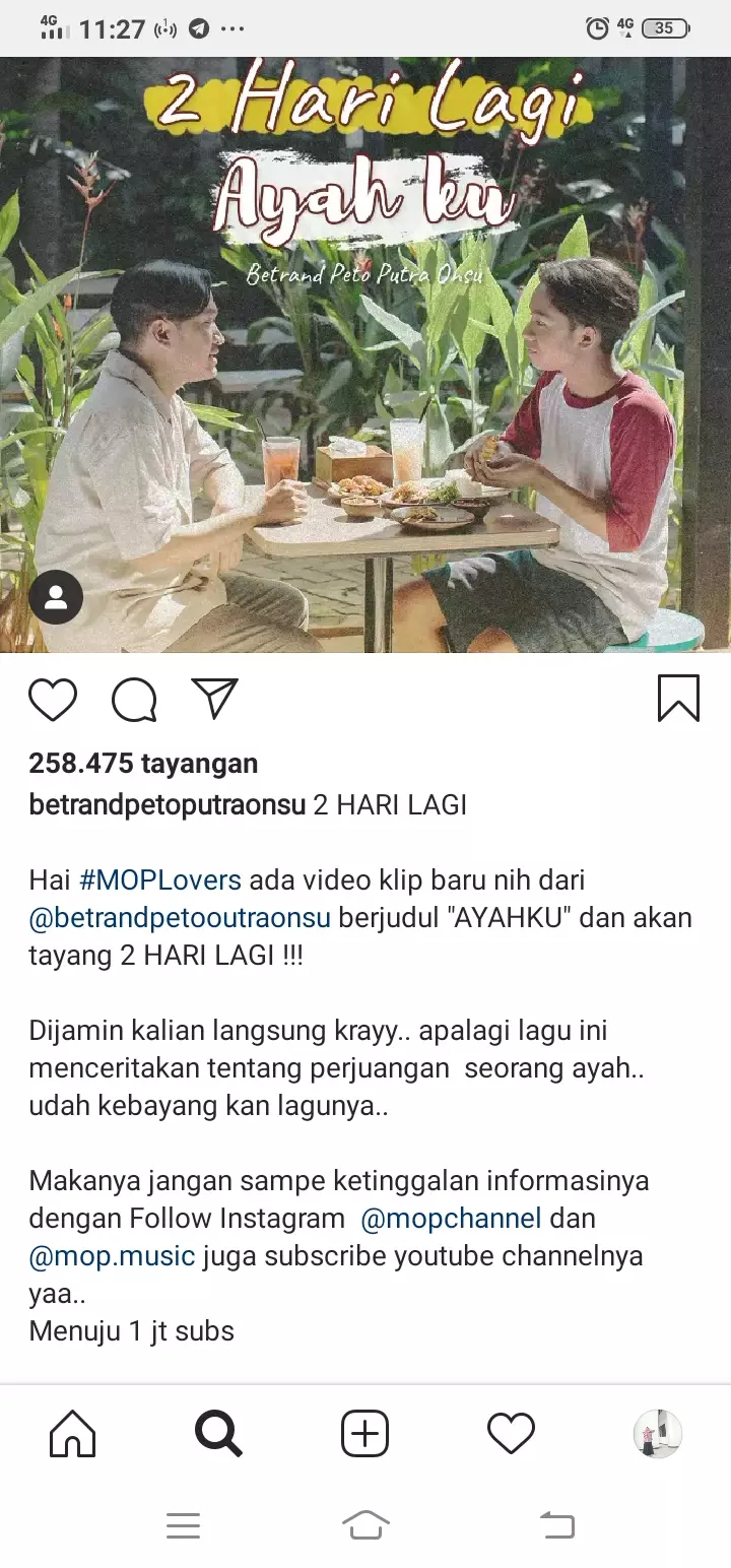 lagu baru betrand peto Instagram