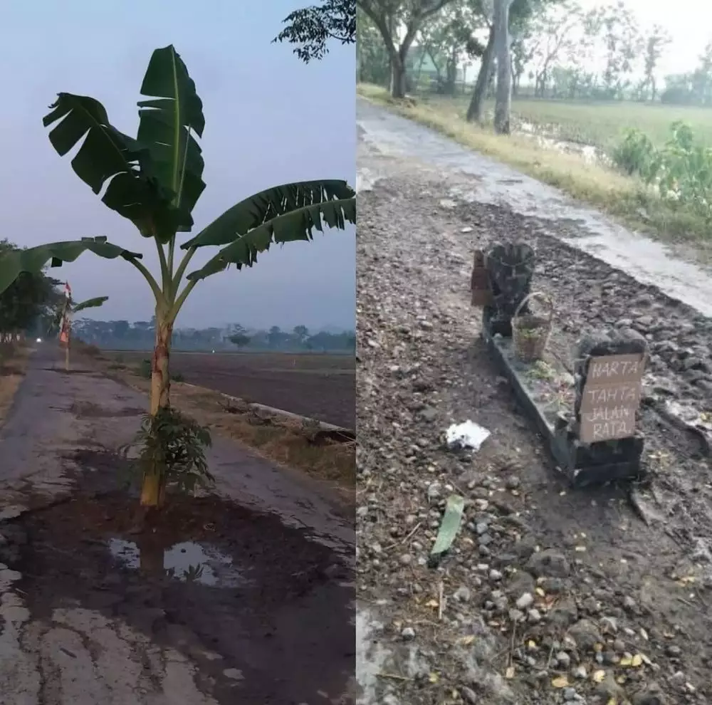 Potret makam di tengah jalan © Instagram