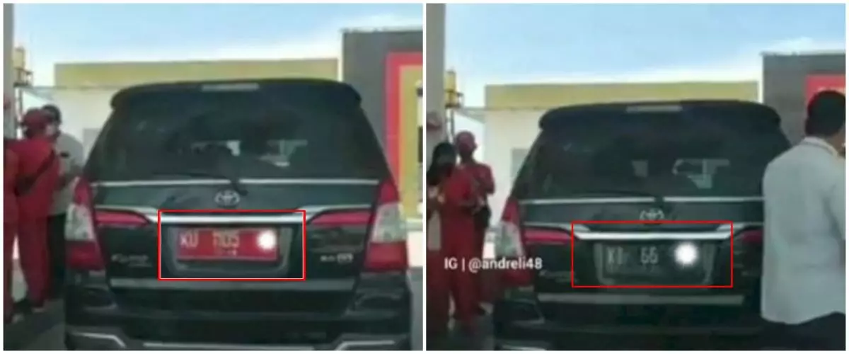 Pria ini dengan santainya ganti pelat saat isi bensin, bikin gregetan