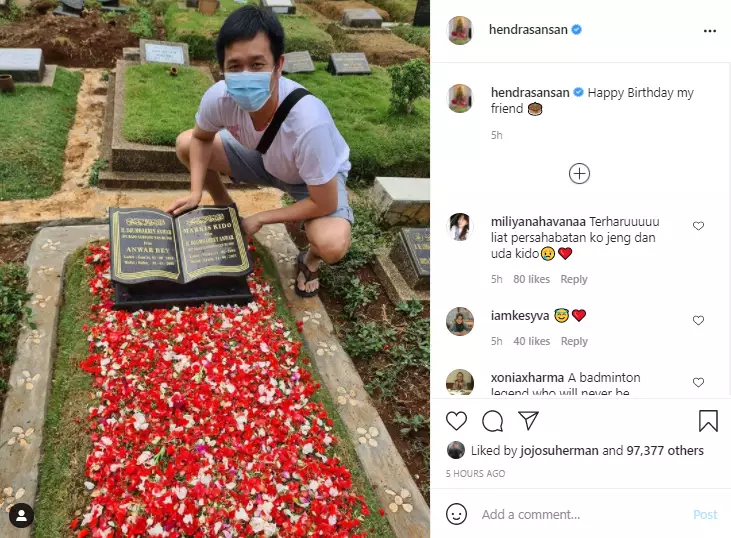 Hendra Setiawan kunjungi makam Markis Kido Instagram