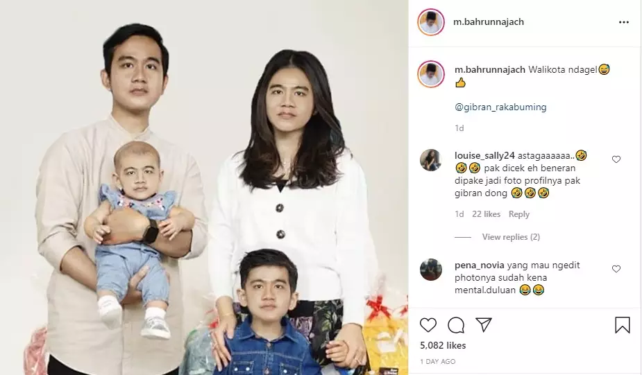 Gibran Rakabuming edit foto keluarga jadi wajahnya semua © berbagai sumber