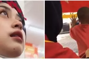Viral aksi kasir cantik bersihkan wajah dua bocah, reaksinya gemesin