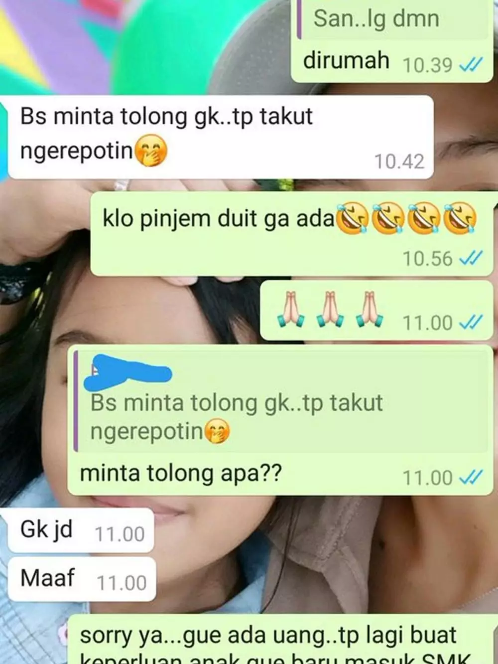 chat lucu ngerjain teman pinjam uang © 2021 1cak.com