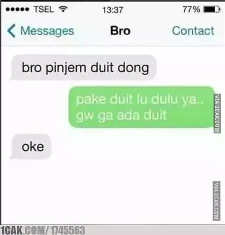 chat lucu ngerjain teman pinjam uang © 2021 1cak.com