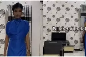 Aksi pria bikin gaun dari seprai, hasilnya tuai pujian