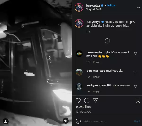 Mas Pur TOP cita-cita jadi supir bus Instagram