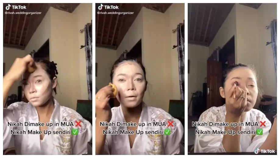 cewek makeup sendiri saat nikah © TikTok cewek makeup sendiri saat nikah © TikTok