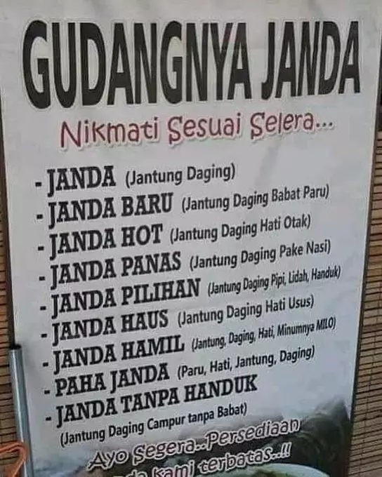 nama makanan di daftar menu absurd © 2021 1cak.com