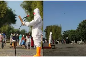 Cerita Ganjar Pranowo pertama kali pakai APD sambil pimpin upacara