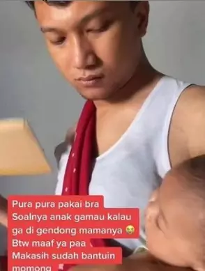 Agar sang anak tidak rewel saat digendong © TikTok/@winsya30