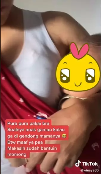 Agar sang anak tidak rewel saat digendong © TikTok/@winsya30