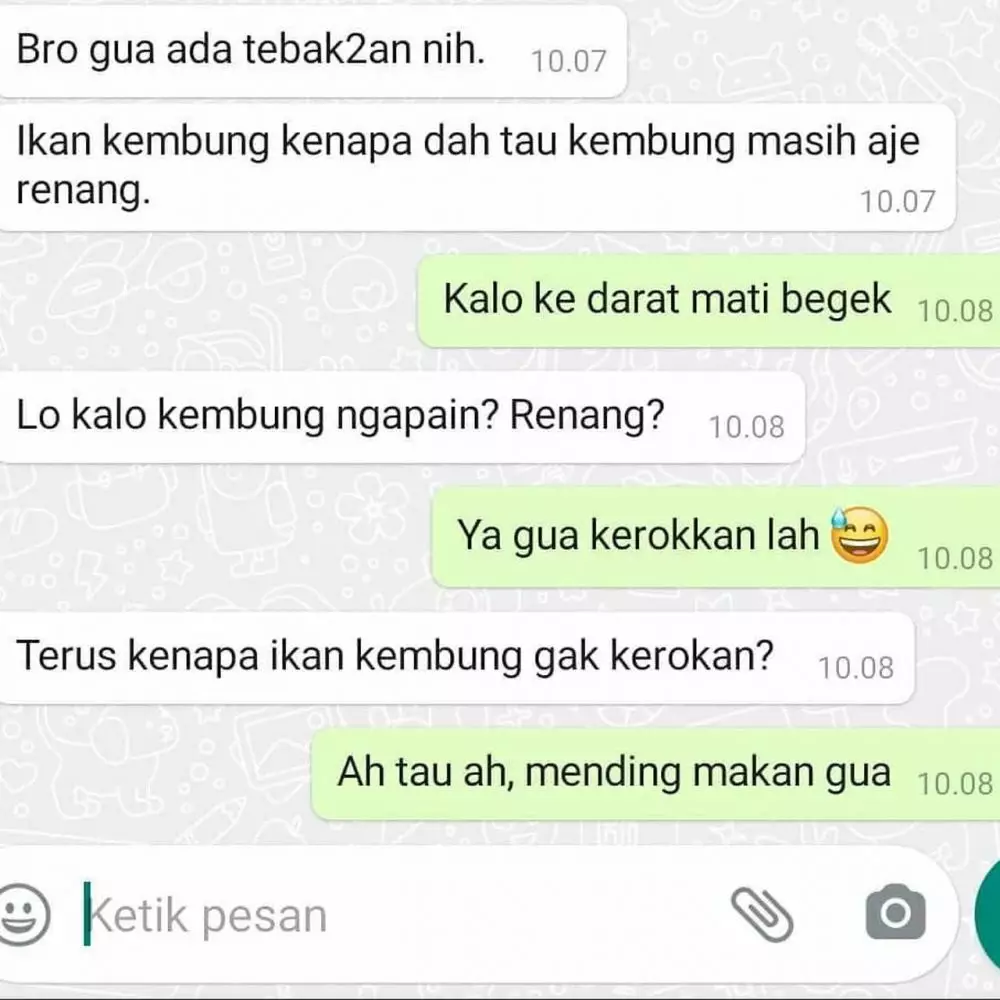 chat lucu temen ngajak tebak-tebakan © 2021 instagram.com