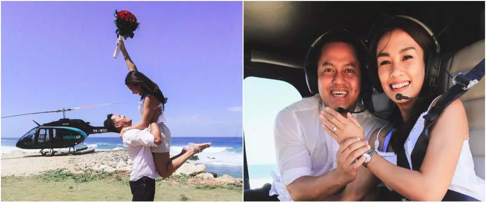 momen seleb dilamar kekasih di helikopter © berbagai sumber