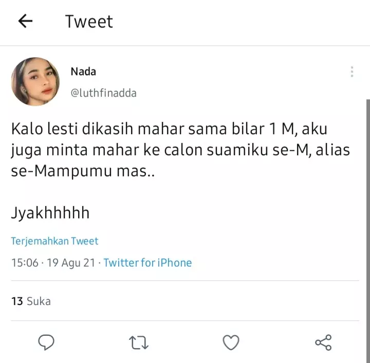 Cuitan lucu tentang mas kawin Lesty Kejora Berbagai sumber 