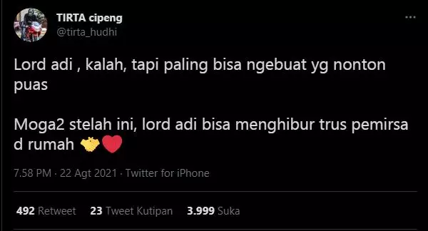 Cuitan lucu Lord Adi berbagai sumber