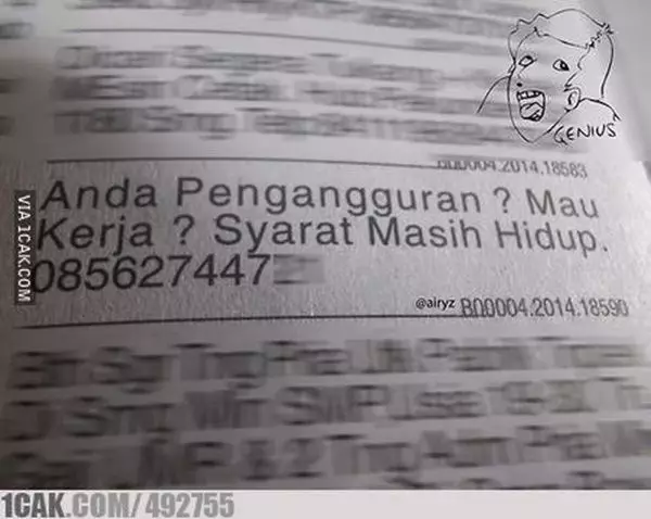 spanduk lowongan pekerjaan absurd banget © 2021 1cak.com