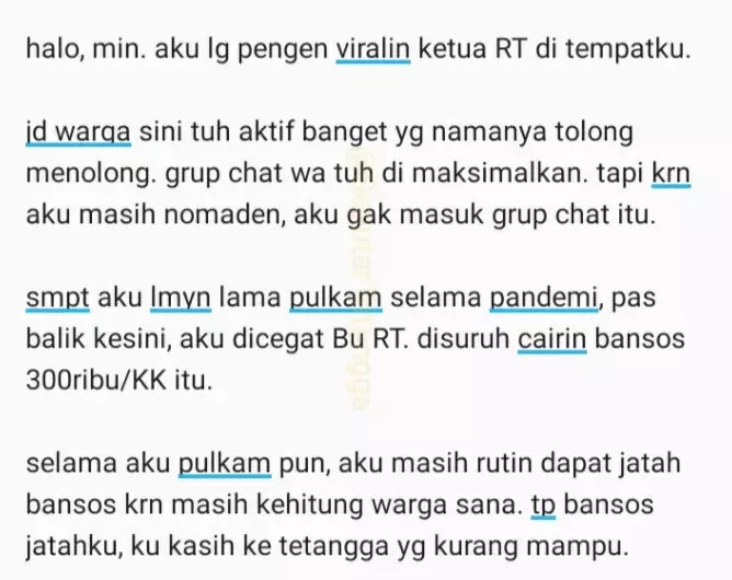 Kisah viral ketua RT urus bansos © Twitter/@seputartetangga