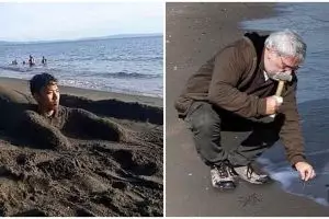 11 Tingkah lucu orang di pinggir pantai ini kreatifnya nyeleneh pol