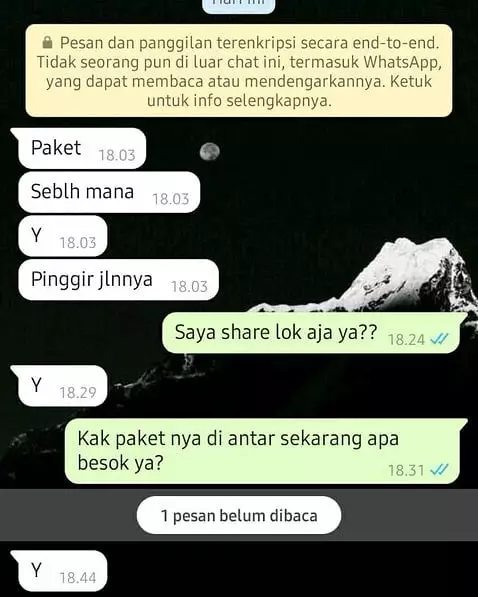 chat malah dicuekin sama kurir © 2021 twitter.com