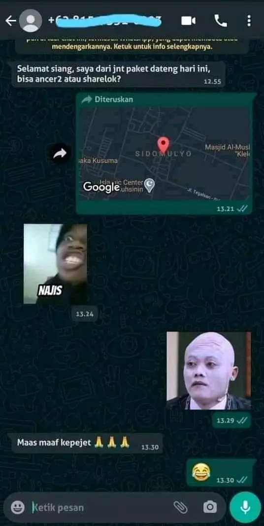 chat malah dicuekin sama kurir © 2021 twitter.com