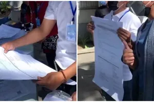 Aksi pria cetak form vaksin berukuran besar ini bikin geleng kepala