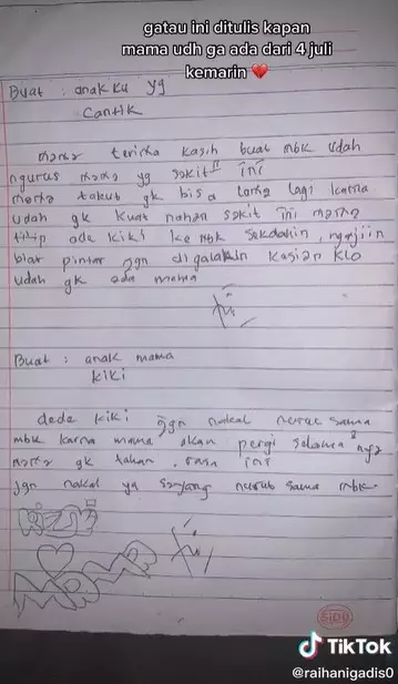 wanita ini temukan pesan di buku tulis isinya penuh haru © TikTok/@raihanigadis0 wanita ini temukan pesan di buku tulis isinya penuh haru © TikTok/@raihanigadis0
