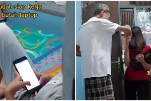 Kisah driver ojek online beli laptop untuk anak bikin warganet terharu