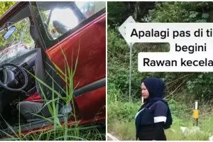 Aksi mulia pemuda gotong royong potong semak di jalur rawan kecelakaan