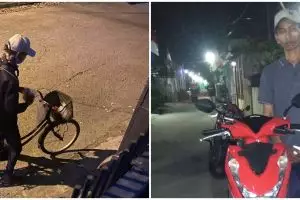 Kisah driver ojek online bersepeda 15 km, semangatnya diganjar motor